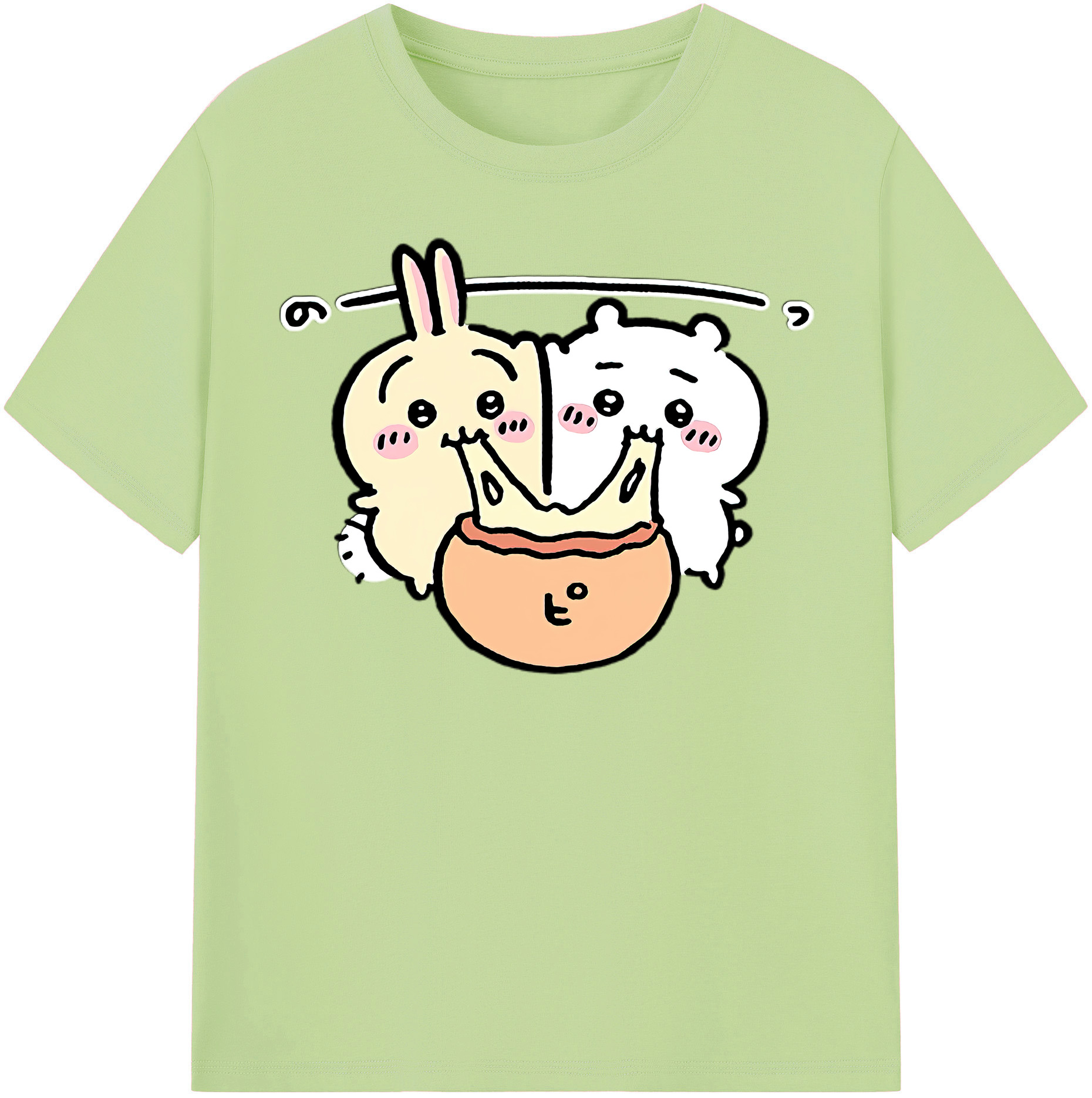 （画像用） ちいかわ うさぎ Chii-kawa usagi 綿100％半袖Tシャツ（フロントプリント）